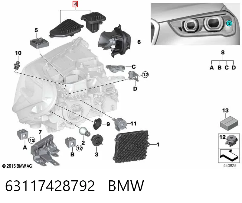 63117428792 BMW Módulo de direção (Centralina eletrônica) de iluminação diurna