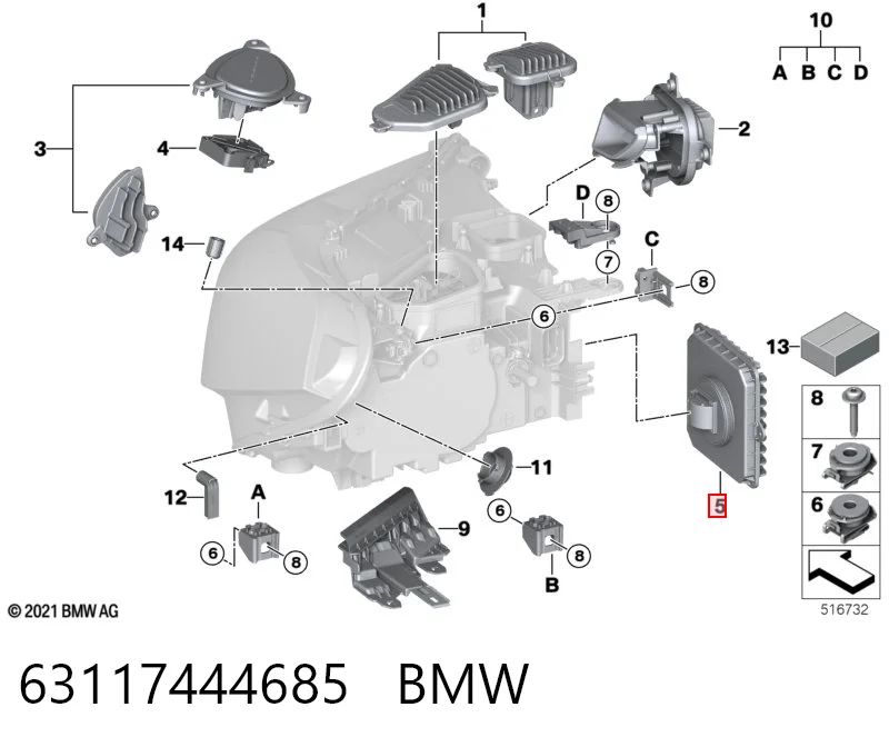 63117444685 BMW Módulo de direção (Centralina eletrônica) das luzes