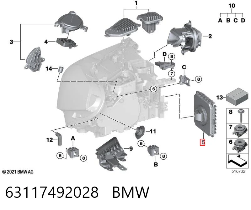63117492028 BMW Módulo de direção (Centralina eletrônica) das luzes