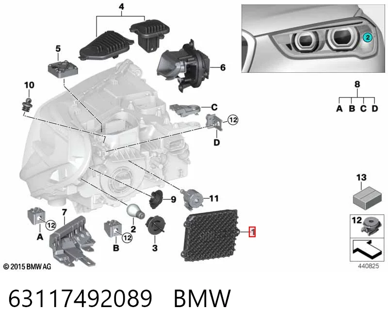 63117492089 BMW Módulo de direção (Centralina eletrônica) das luzes