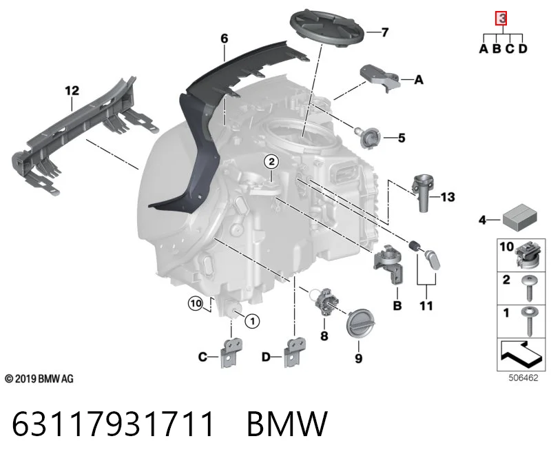 63117931711 BMW Consola (adaptador) de fixação das luzes dianteiras