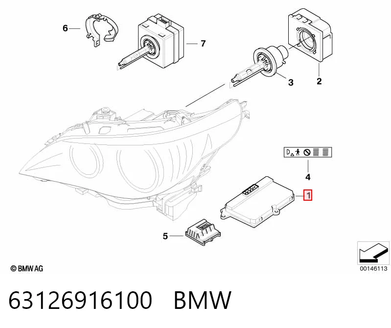 63126916100 BMW Unidade de encendido (xénon)