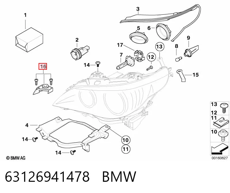 63126941478 BMW Consola (adaptador) de fixação das luzes dianteiras