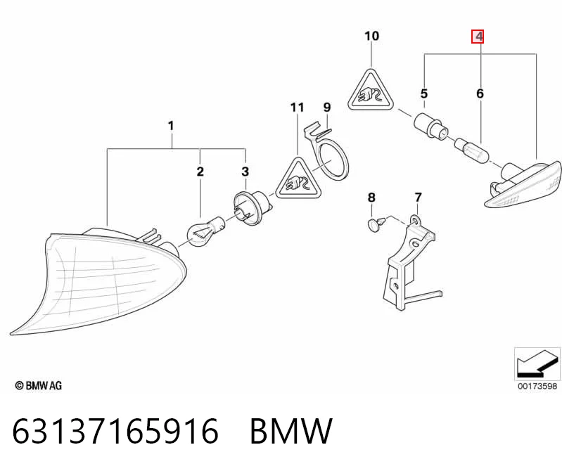 63137165916 BMW Luz intermitente no pára-lama direito