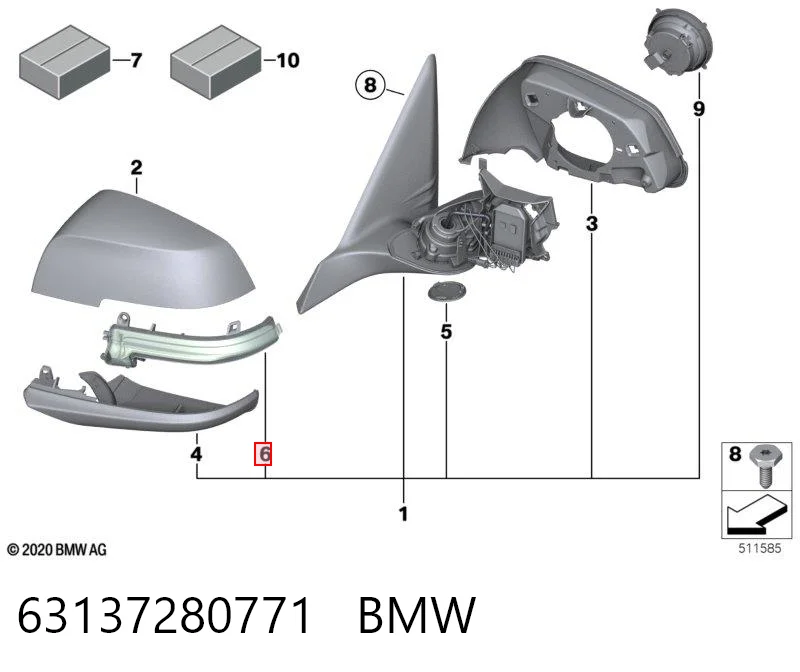 63137280771 BMW Pisca-pisca de espelho esquerdo
