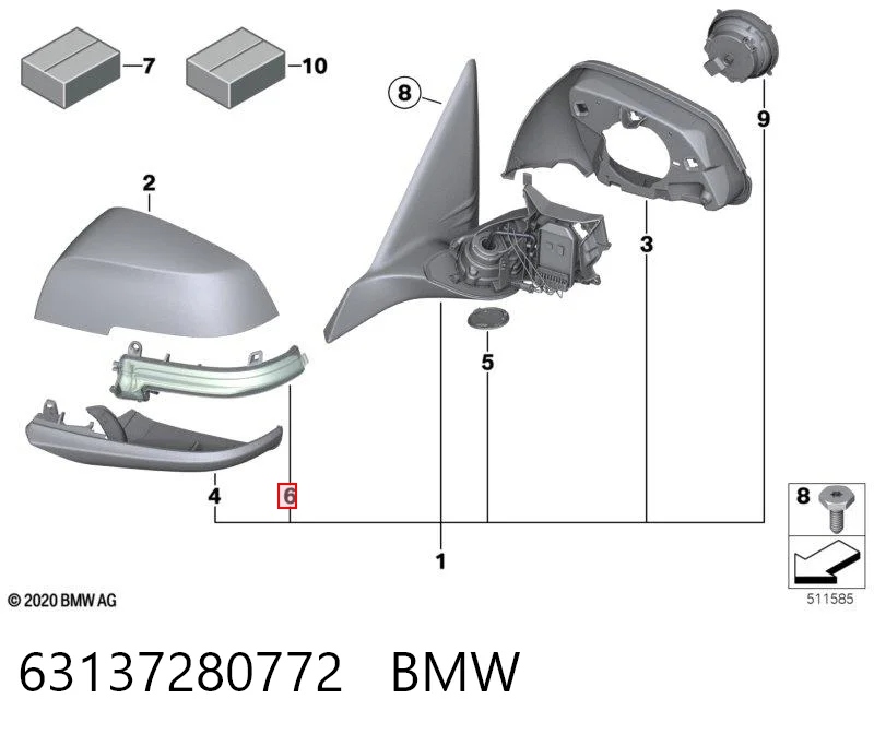 63137280772 BMW Pisca-pisca de espelho direito
