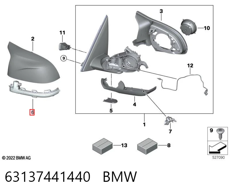 63137441440 BMW Pisca-pisca de espelho direito