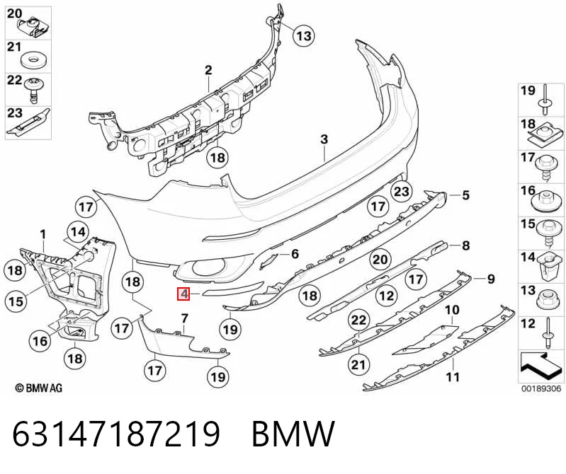 63147187219 BMW Retrorrefletor (refletor) do pára-choque traseiro esquerdo