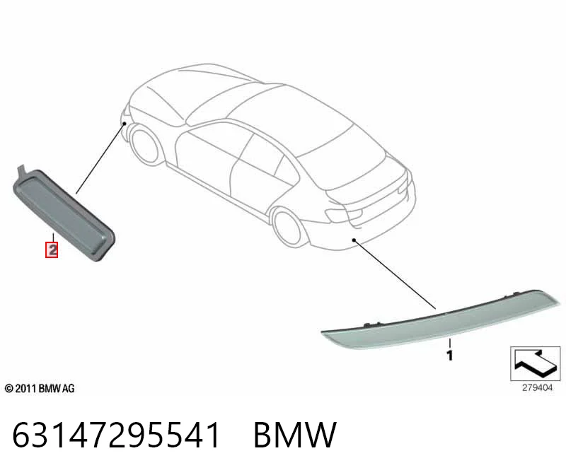 63147295541 BMW Retrorrefletor (refletor) do pára-choque traseiro esquerdo