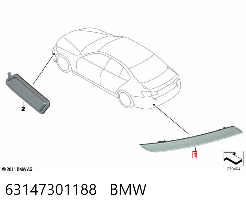 63147301188 BMW Retrorrefletor (refletor) do pára-choque traseiro direito