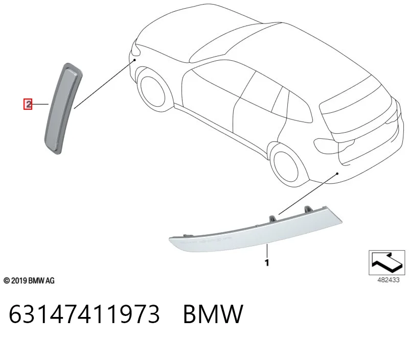 63147411973 BMW Retrorrefletor (refletor) do pára-choque dianteiro esquerdo