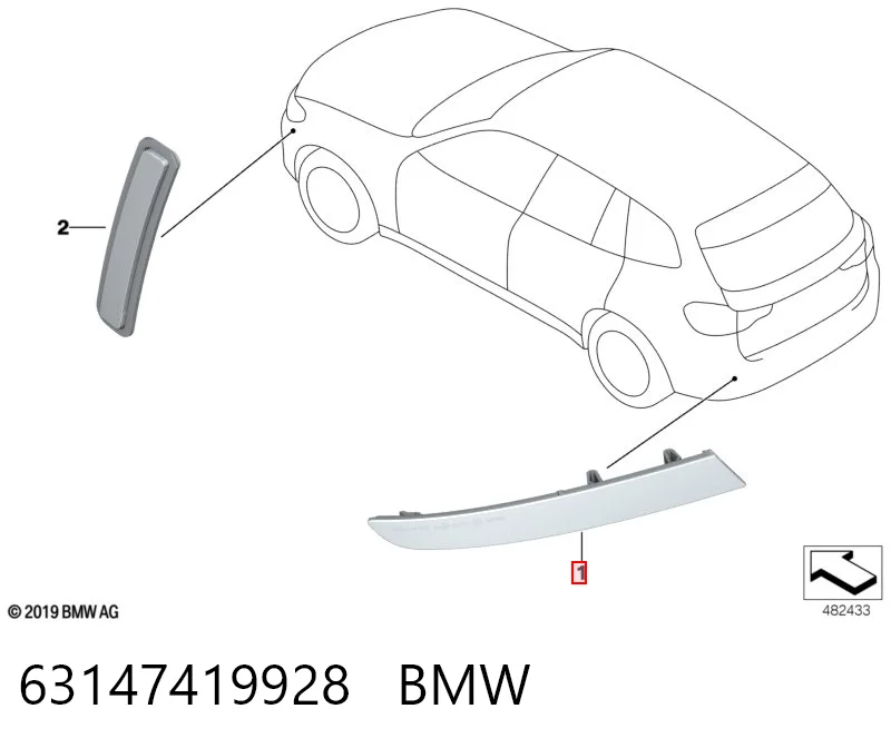 63147419928 BMW Retrorrefletor (refletor) do pára-choque traseiro