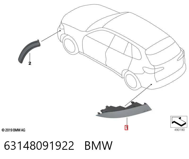 63148091922 BMW Retrorrefletor (refletor) do pára-choque traseiro direito