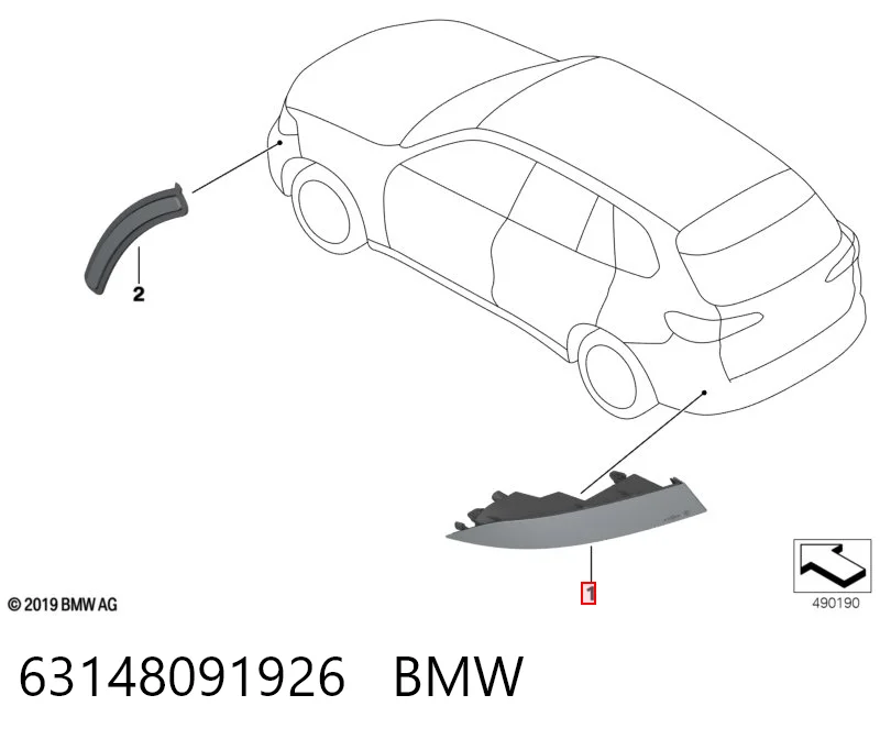 63148091926 BMW Retrorrefletor (refletor) do pára-choque traseiro direito
