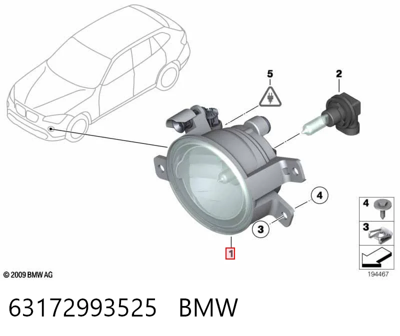 63172993525 BMW Luzes de nevoeiro esquerdas