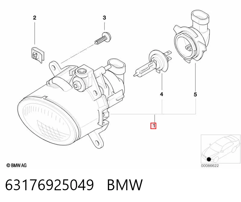 63176925049 BMW Luzes de nevoeiro esquerdas