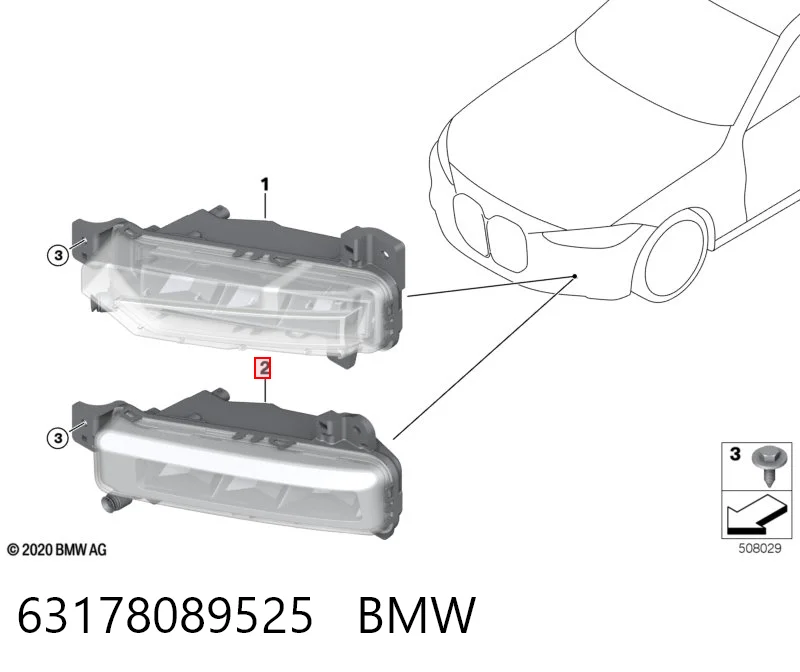 63178089525 BMW Luzes de nevoeiro esquerdas