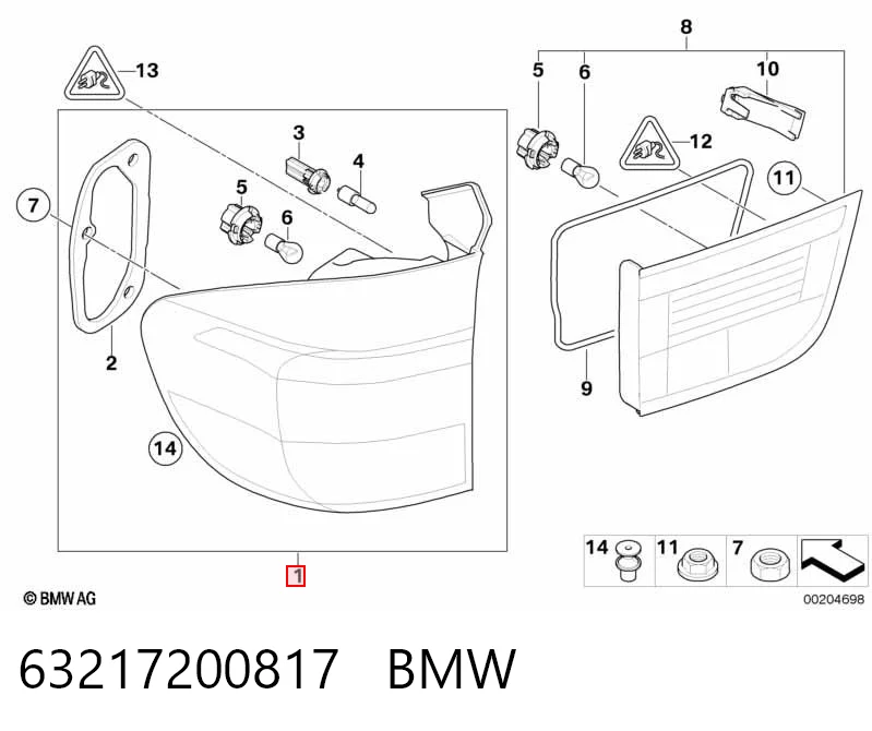 63217200817 BMW Lanterna traseira esquerda externa