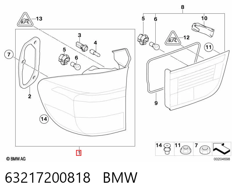 63217200818 BMW Lanterna traseira direita externa