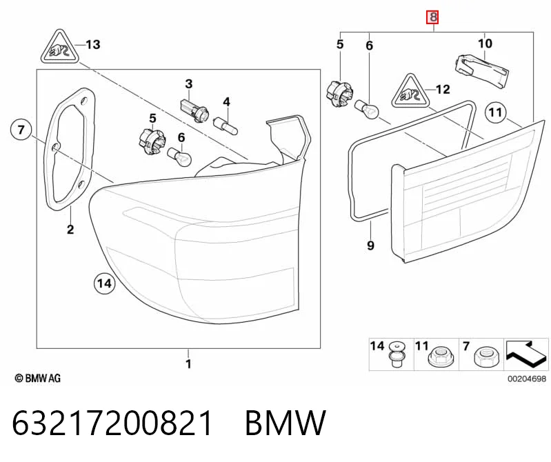63217200821 BMW Lanterna traseira esquerda interna