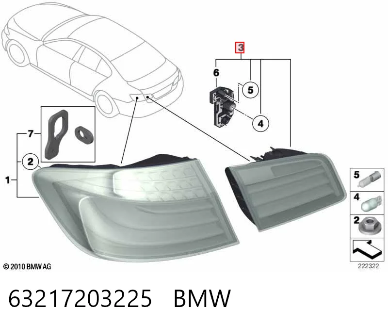 63217203225 BMW Lanterna traseira esquerda interna