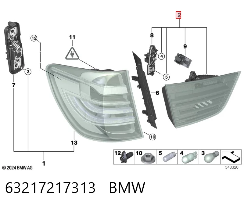 63217217313 BMW Lanterna traseira esquerda interna