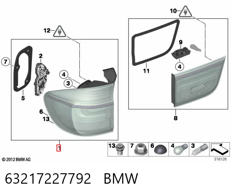 63217227792 BMW Lanterna traseira direita externa