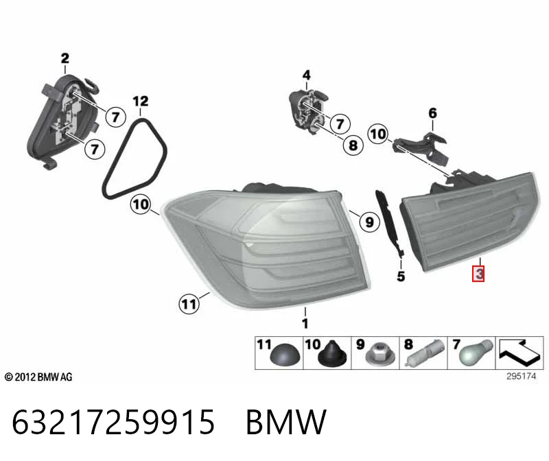 63217259915 BMW Lanterna traseira esquerda interna