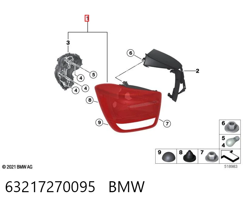 63217270095 BMW Lanterna traseira esquerda