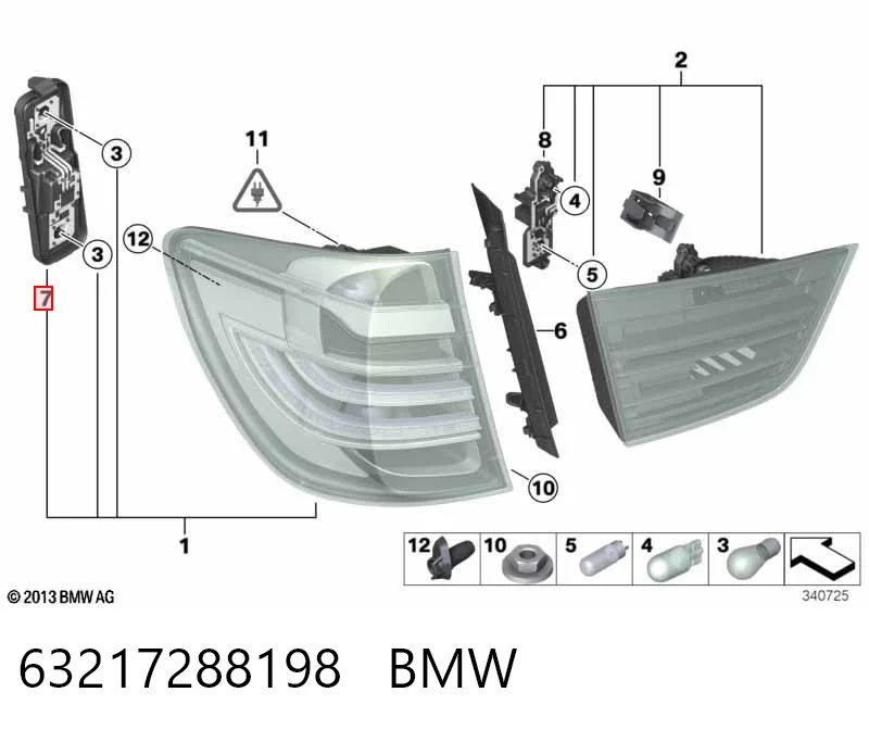 63217288198 BMW Circuito de contato da luz traseira