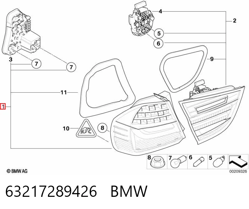 63217289426 BMW Lanterna traseira direita externa