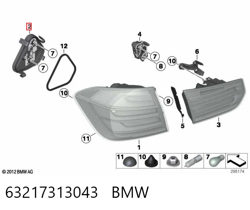 63217313043 BMW Circuito de contato da luz traseira