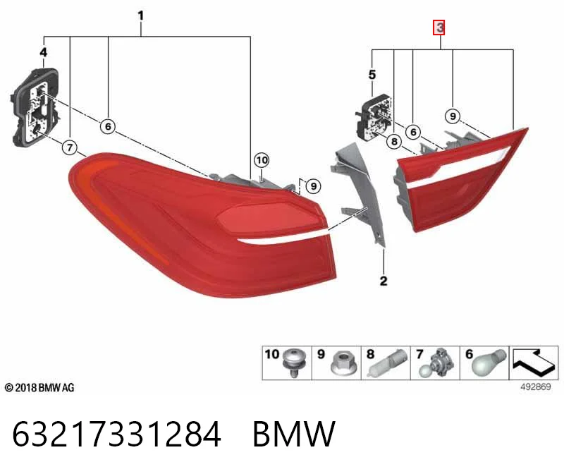 63217331284 BMW Lanterna traseira direita interna