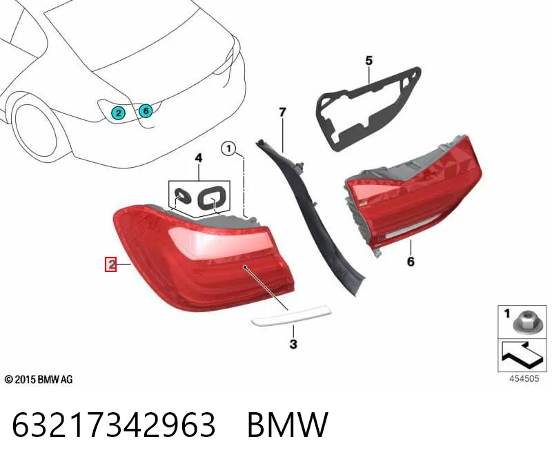63217342963 BMW Lanterna traseira esquerda externa