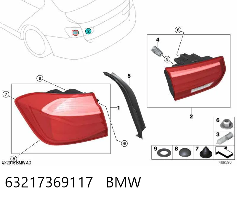 63217369117 BMW Lanterna traseira esquerda externa
