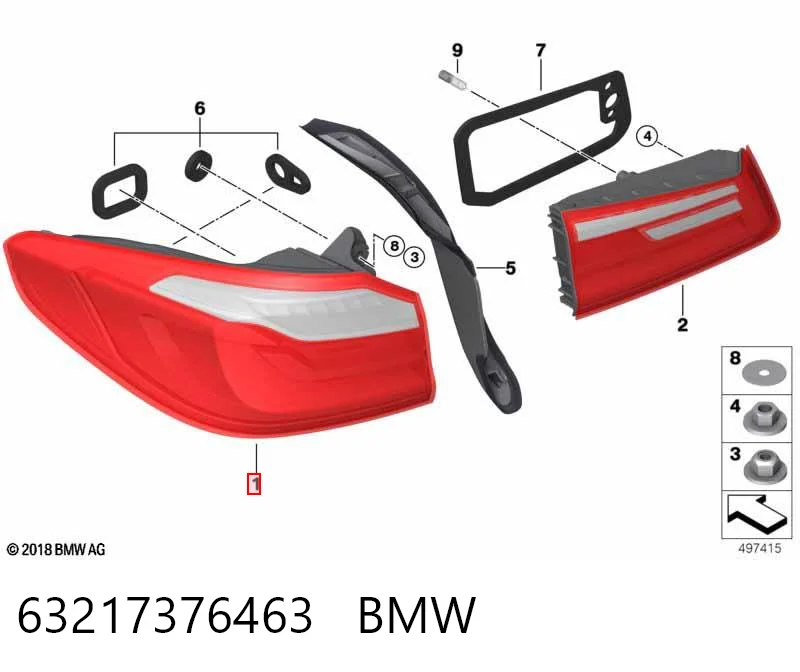 63217376463 BMW Lanterna traseira esquerda externa
