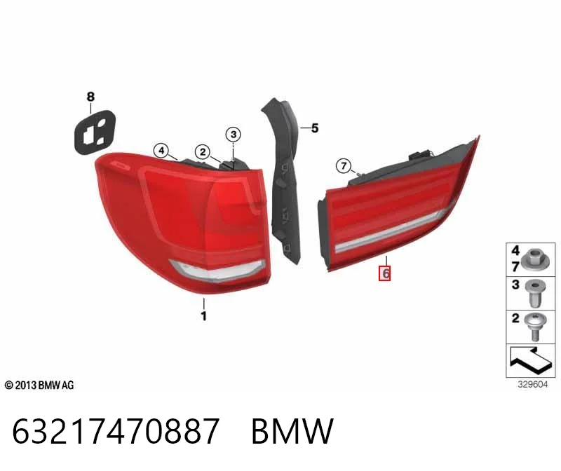 63217470887 BMW Lanterna traseira esquerda interna