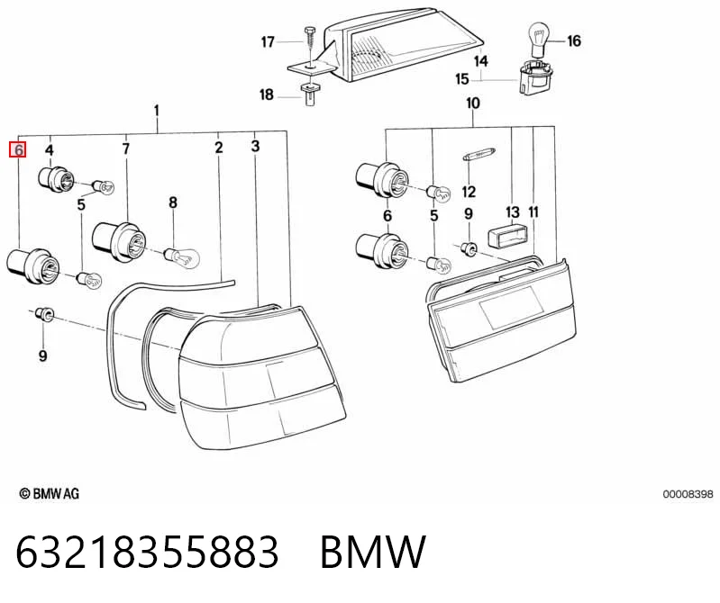 63218355883 BMW Base (casquilho) da luz traseira