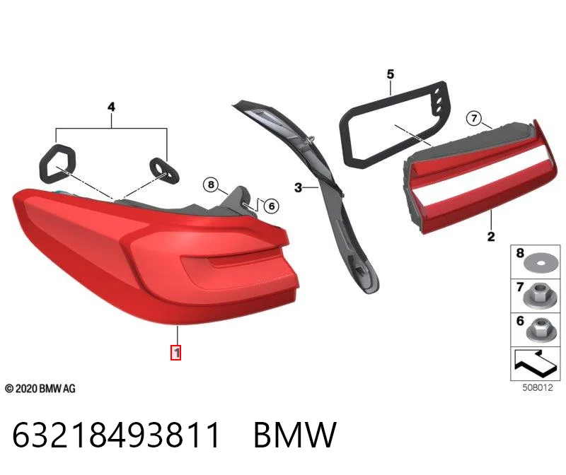 63218493811 BMW Lanterna traseira esquerda externa