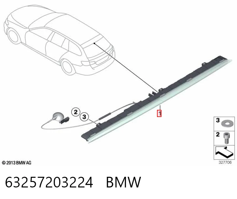 63257203224 BMW Sinal de parada traseiro adicional