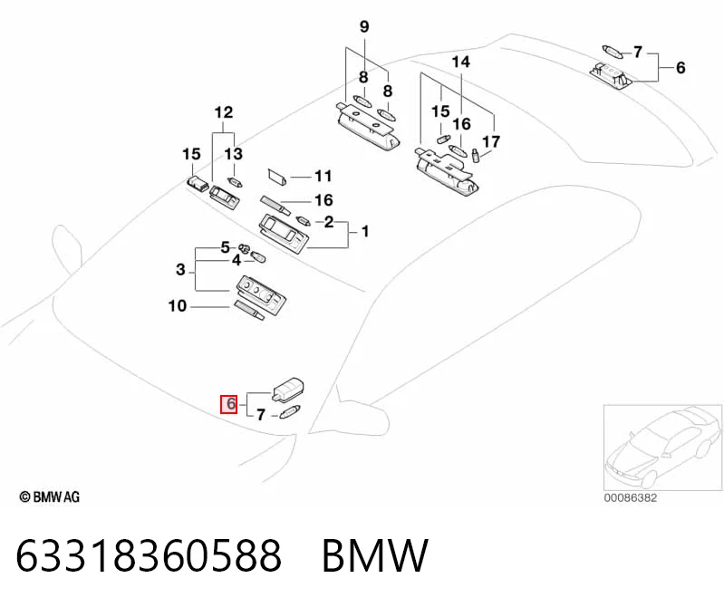 63318360588 BMW Quebra-luz de iluminação de salão (de cabina)