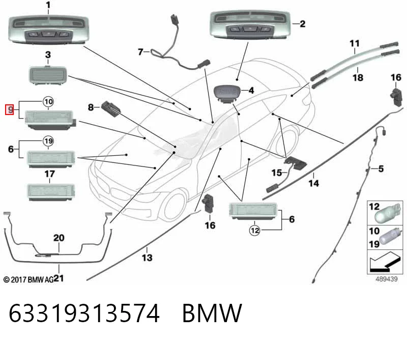 63319313574 BMW Lâmpada da luz de fundo na porta