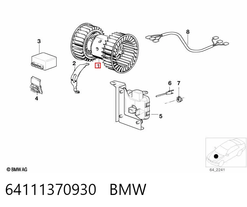 64111370930 BMW Motor de ventilador de forno (de aquecedor de salão)