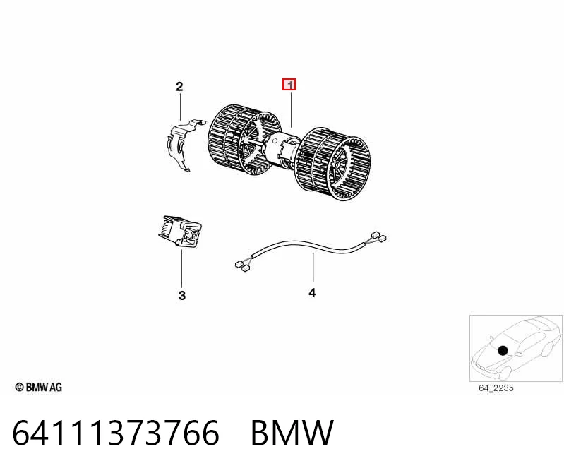 64111373766 BMW Motor de ventilador de forno (de aquecedor de salão)