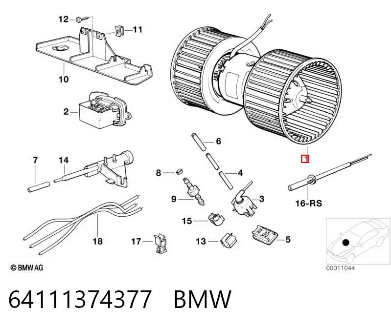 64111374377 BMW Motor de ventilador de forno (de aquecedor de salão)