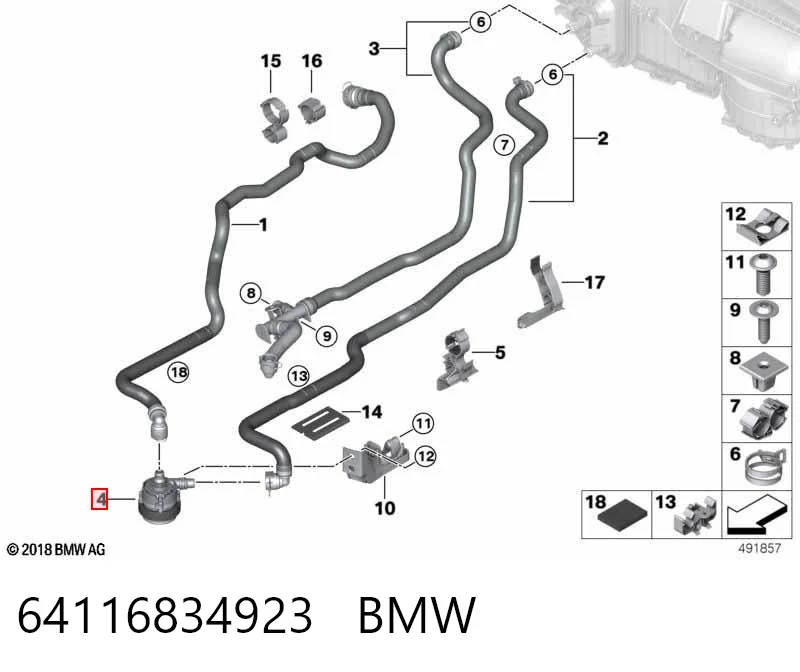 64116834923 BMW Bomba de água (bomba) de esfriamento, adicional elétrica