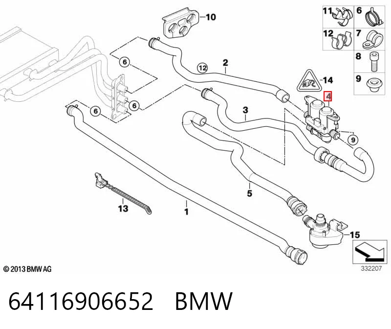 64116906652 BMW Válvula de forno (de aquecedor)