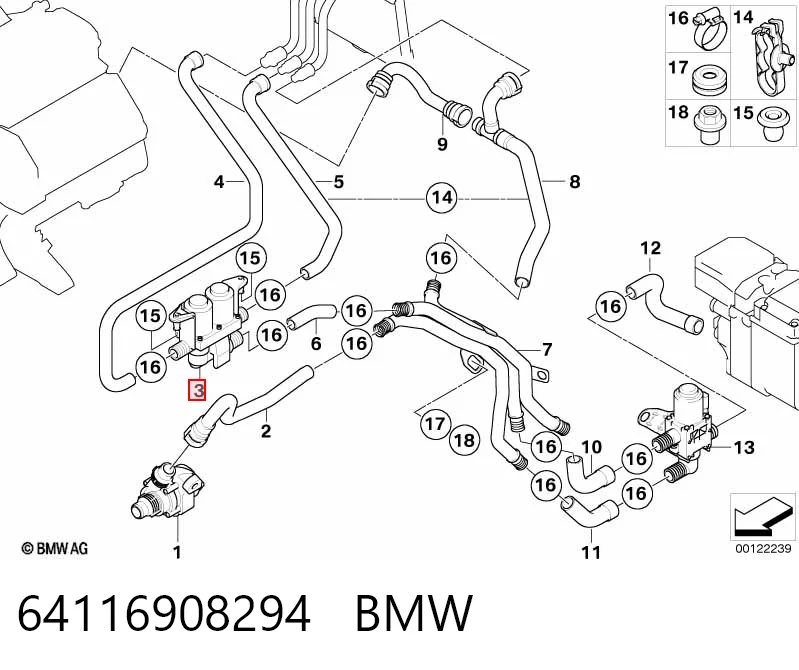 64116908294 BMW Válvula de forno (de aquecedor)