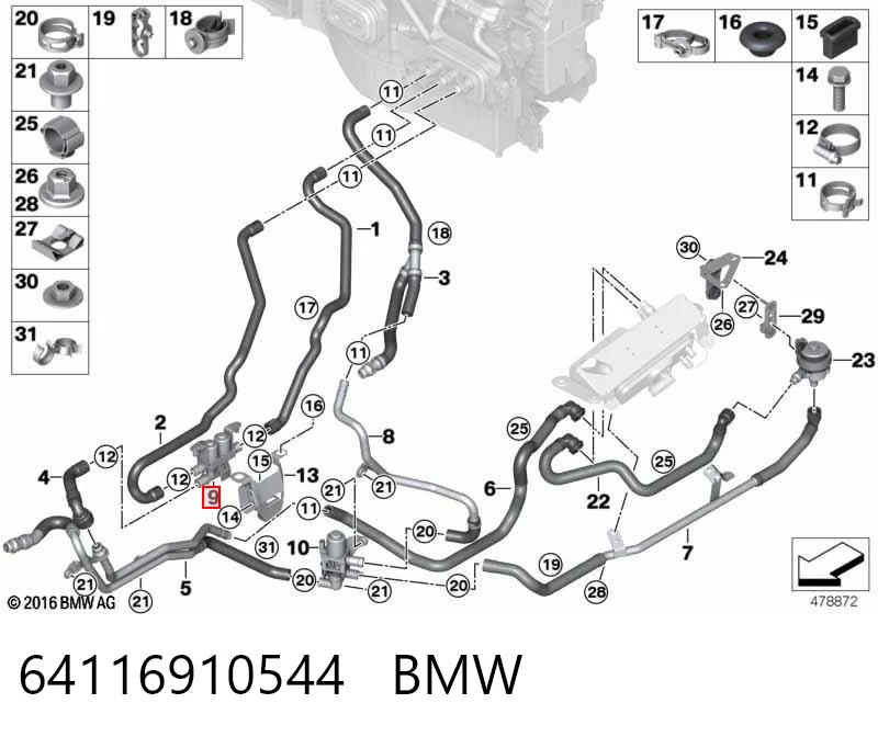 64116910544 BMW Válvula de forno (de aquecedor)
