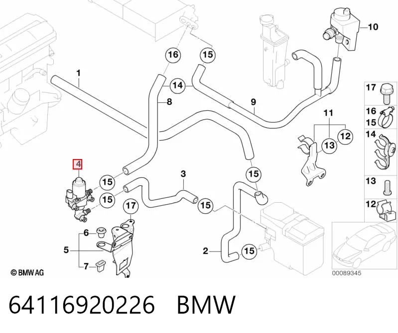 64116920226 BMW Válvula de forno (de aquecedor)